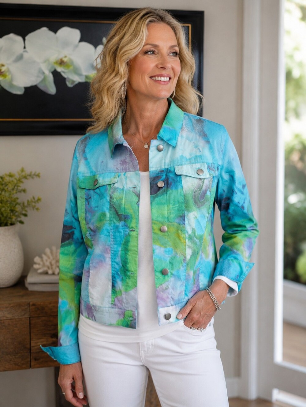 Multicolor Watercolor Print Jacket